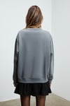 KARIUS Kadın Organik Pamuklu İçi Polarlı Oversize Yuvarlak Yakalı Gri Sweatshirt
