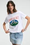 KARIVA Kadın Bisiklet Yaka Kısa Kollu Ön Baskı Detaylı Regular Fit Beyaz T-Shirt