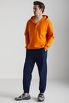 KARLO Erkek Pamuklu Kapüşonlu Yakası Düğmeli Turuncu Sweatshirt