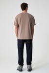 KHARY Erkek Nakış Detaylı %100 Organik Pamuk Oversize Bisiklet Yaka Vizon T-Shirt