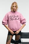 KIKRES Kadın Kapüşonlu Nakış Detaylı Oversize Koyu Pembe Sweatshirt
