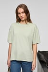 LAGERTHA Kadın %100 Organik Pamuklu Kalın Dokulu Oversize Fit Yuvarlak Yakalı Mint Yeşil T-Shirt
