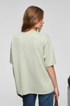 LAGERTHA Kadın %100 Organik Pamuklu Kalın Dokulu Oversize Fit Yuvarlak Yakalı Mint Yeşil T-Shirt