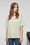 LAGERTHA Kadın %100 Organik Pamuklu Kalın Dokulu Oversize Fit Yuvarlak Yakalı Mint Yeşil T-Shirt