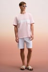 LAMINE Erkek Baskı Ve Nakış Detaylı %100 Organik Pamuk Bisiklet Yaka Kısa Kollu Regular Fit Pembe T-Shirt