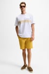 LAMINE Erkek Baskı Ve Nakış Detaylı %100 Organik Pamuk Bisiklet Yaka Kısa Kollu Regular Fit Beyaz T-Shirt