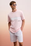 LAMINE Erkek Baskı Ve Nakış Detaylı %100 Organik Pamuk Bisiklet Yaka Kısa Kollu Regular Fit Pembe T-Shirt