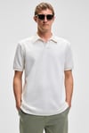 LAPORTE Erkek Dokulu Kumaşlı Slim Fit Beyaz Polo Yaka T-Shirt