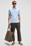 LAPORTE Erkek Dokulu Kumaşlı Slim Fit Mavi Polo Yaka T-Shirt