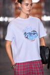 LARANA Kadın Yumuşak Kumaşlı %100 Organik Pamuklu Yuvarlak Yakalı Baskı Detaylı Beyaz T-Shirt