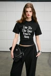 LAVINYA Kadın Yumuşak Kumaşlı %100 Pamuk Baskı Detaylı Siyah T-Shirt