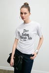 LAVINYA Kadın Yumuşak Kumaşlı %100 Pamuk Baskı Detaylı Beyaz T-Shirt