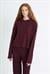LAYLA Kadın Triko Görünümlü Kapüşonlu Ribana Bordo Sweatshirt