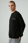 LAZYNESS Erkek Yuvarlak Yaka 3 İplik Siyah Sweatshirt