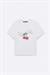 LAZZIAR Kadın Oversize Bisiklet Yaka Beyaz T-Shirt
