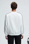 LEIF Erkek Kolları Biyeli Önü Baskılı Yuvarlak Yaka Oversize Ekru Sweatshirt