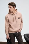 LELAND Erkek Kapüşonlu Kanguru Cepli Göğsü Nakışlı Regular Fit Vizon Sweatshirt