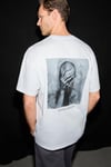 LIGHT Erkek Organik Pamuklu Bisiklet Yakalı Nakış Ve Baskı Detaylı Oversıze Fit Beyaz T-Shirt