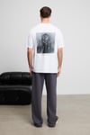 LIGHT Erkek Organik Pamuklu Bisiklet Yakalı Nakış Ve Baskı Detaylı Oversıze Fit Beyaz T-Shirt