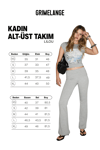 LILOU Kadın Yumuşak Kumaşlı Organik Pamuklu Baskı Ve Kemer Detaylı Grimelanj Alt-Üst Takım