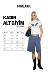LLEONA Kadın Şerit Detaylı Çift Cepli Organik Pamuklu Regular İndigo Şort