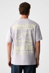LORENNO Erkek Göğüs Baskılı %100 Organik Pamuklu Bisiklet Yaka Lila T-Shirt
