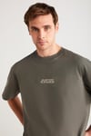 LORENZO Erkek Özel Dokulu Kumaşlı %100 Pamuk Düğme Detaylı Regular Gri T-Shirt