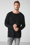 LORENZO Erkek Yaka Özel Dokulu Kumaşlı Regular Fit Siyah T-Shirt