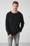 LORENZO Erkek Yaka Özel Dokulu Kumaşlı Regular Fit Siyah T-Shirt