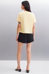 LOTTIE Kadın %100 Organik Pamuklu Regular Kalıp Bisiklet Yaka Basic Kısa Kollu Sarı T-Shirt