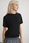 LOTTIE Kadın %100 Organik Pamuklu Regular Kalıp Bisiklet Yaka Basic Kısa Kollu Siyah T-Shirt