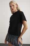 LOTTIE Kadın %100 Organik Pamuklu Regular Kalıp Bisiklet Yaka Basic Kısa Kollu Siyah T-Shirt