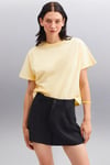 LOTTIE Kadın %100 Organik Pamuklu Regular Kalıp Bisiklet Yaka Basic Kısa Kollu Sarı T-Shirt
