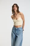 LUMINA Kadın İnce Ayar Askılı Slim Crop Sarı Atlet