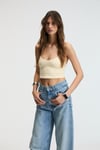 LUMINA Kadın İnce Ayar Askılı Slim Crop Sarı Atlet
