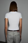 LUMIVYA Kadın Organik Pamuklu Bisiklet Yaka Kısa Kollu Baskılı Slim Fit Beyaz T-Shirt