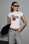 LUMIVYA Kadın Organik Pamuklu Bisiklet Yaka Kısa Kollu Baskılı Slim Fit Beyaz T-Shirt