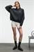 LUXE Kadın Renk Nakışlı Ve Arkası Baskı Detaylı Kapüşonlu Antrasit Sweatshirt