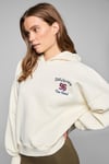 LUXE Kadın Renk Nakışlı Ve Arkası Baskı Detaylı Kapüşonlu Ekru Sweatshirt