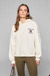 LUXE Kadın Renk Nakışlı Ve Arkası Baskı Detaylı Kapüşonlu Ekru Sweatshirt