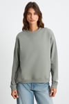 MAIJA Kadın Bisiklet Yaka İçi Polarlı Oversize Fit Basic Açık Haki Sweatshirt