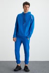 MALAGOS Erkek İçi Polarlı Yumuşacık 3 İplik İçi Şardonlu Regular Kapüşonlu Mavi Sweatshirt