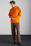 MALAGOS Erkek İçi Polarlı Yumuşacık 3 İplik İçi Şardonlu Regular Kapüşonlu Turuncu Sweatshirt