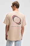 MANOL Erkek Bisiklet Yaka %100 Organik Pamuklu Oversize Fit Bej T-Shirt