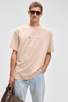 MANOL Erkek Bisiklet Yaka %100 Organik Pamuklu Oversize Fit Bej T-Shirt