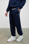 MARSHALLHOODIE Erkek Pamuklu İçi Polarlı Nakışlı Relaxed Koyu Lacivert Eşofman Takımı