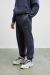 MARSHALLHOODIE Erkek Pamuklu İçi Polarlı Nakışlı Relaxed Koyu Gri Eşofman Takımı