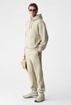 MARSHALLHOODIE Erkek Pamuklu İçi Polarlı Nakışlı Relaxed Taş Rengi Eşofman Takımı