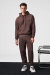 MARSHALLHOODIE Erkek Pamuklu İçi Polarlı Nakışlı Relaxed Kahverengi Eşofman Takımı