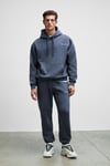 MARSHALLHOODIE Erkek Pamuklu İçi Polarlı Nakışlı Relaxed Koyu Gri Eşofman Takımı